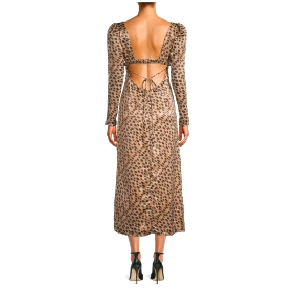WeWoreWhat Cut Out Satin Leopard Animal Print Midi Dress - Picture 3 of 7